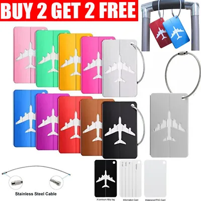 Aluminium Luggage Tags Holiday Suitcase Labels Travel Bag ID Plane Design New • £2.41