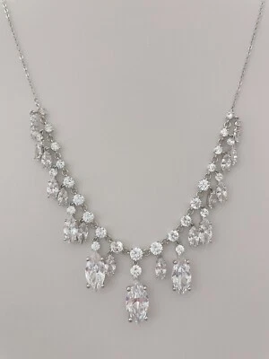 Nordstrom CZ Charm Fringe Necklace Silver-tone Made By Nadri NWT $148 • $79