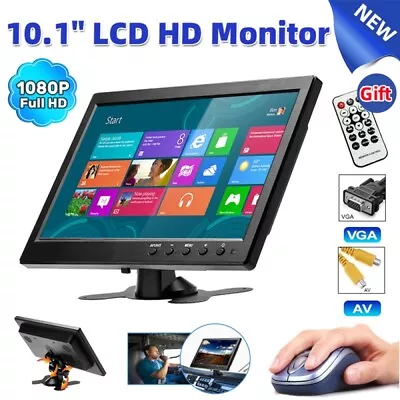 Portable 10.1'' LCD CCTV Monitor Display HD PC Screen HDMI VGA AV DVD TV 1080p • $68.99