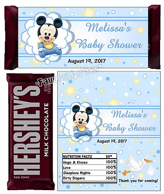 Mickey Minnie Disney Baby Shower Party Chocolate Bar Wrappers Fits Hershey Bars • $12.99