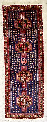 Vintage Kazak Runner Hand Made Hallway Caucasian Wool Rug Carpet 9'4  X 3'3  • £347.50