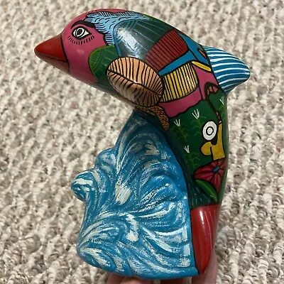 Vintage Mexican Dolphin Sculpture Pottery Folk Art Terra Cotta Hand Painted • $9.99