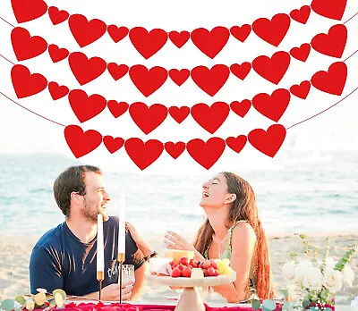 £4.39 • Buy 6M Red Hearts Strings Valentines Wedding Party Wall Banner Hanging Decorations