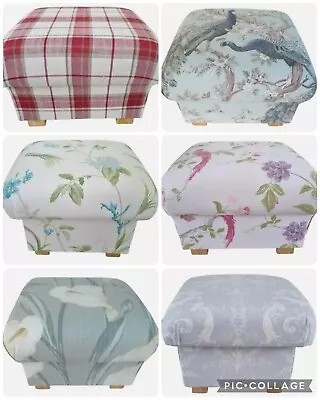 Laura Ashley Fabric Footstools Pouffes Foot Rests Floral Belvedere Birds Checked • £129.95