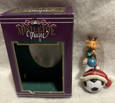 MISTLETOE MAGIC ORNAMENT: Reindeer With Soccer BallIn  NEW In Box • $7.96