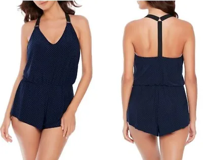 Magicsuit Lichtenstein One Piece Swimsuit Jumpsuit Black/Blue Polka Dot Size 16 • $49