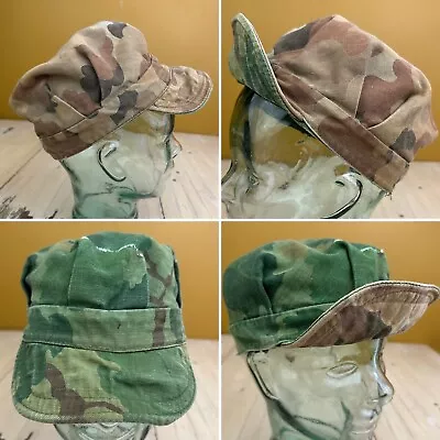 FATIGUE CAP - Vtg USMC Original Vietnam Mitchell Camo Reversible Hat Mens 7 1/8 • $498