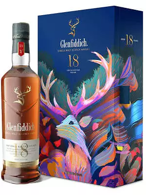 Glenfiddich 18 Year Old Limited Edition Design + Flask Single Malt Scotch Whisky • $225.99