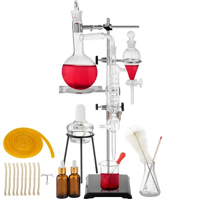 £44.39 • Buy VEVOR 500ml New Lab Essential Oil Distillation Apparatus Water Pure Glassware