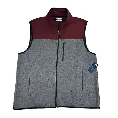 Club Room Mens Heathered Fleece Sweater Vest Maroon Gray XL • $22.97