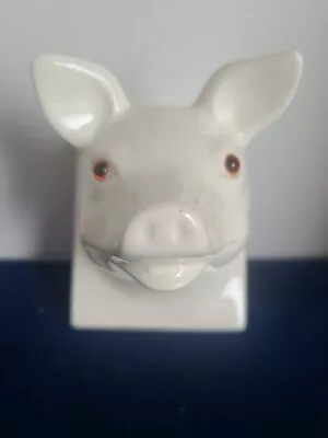 VTG. Ceramic Pig Head Wall Mounted Wall Hanging Decor;White/Orange EYES;JAPAN • $16