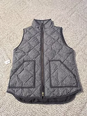 J Crew Down Vest Excursion Herringbone Full Zip  Women’s Size Small S Double Zip • $24.99