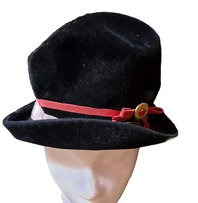 Vintage Waldorf Women's Black Velvet Top Hat W/ Ribbon Party Theater Costume  • $40