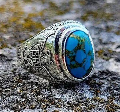 Turquoise Egyptian 925 Ring  For Men Size 10 • $14.99