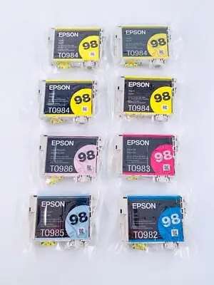 Lot Of 8 Epson Ink Cartridges 98 Yellow Magenta Cyan Brand New Open Box 2008 • $59.99