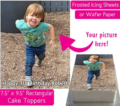 Your Own Rectangular Personalised Photo Edible Wafer & Icing Cake Topper Party • £3.99