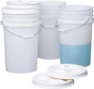 7 Gallon Natural Food Grade Buckets + White Gamma Seal Lids BPA Free Container  • $112.99