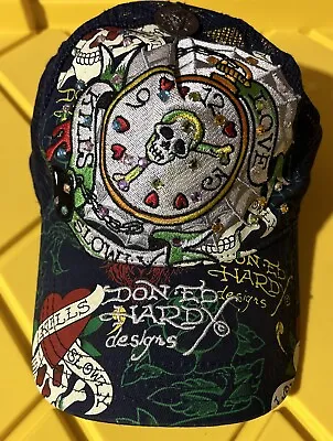 Ed Hardy Mesh Navy Blue SnapBack Trucker Hat-“Love Kills Slowly”-USED-SEE PICS • $36