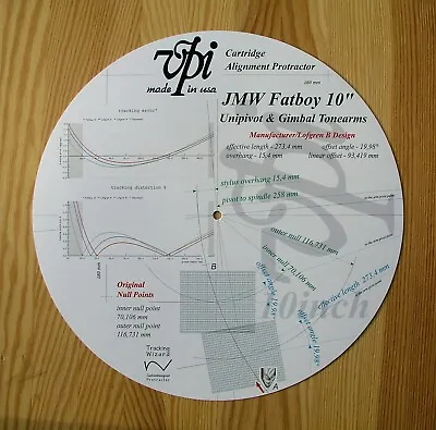 VPI JMW Fatboy 10  Unipivot/Gimbal Custom Designed Tonearm Alignment Protractor • $38.99