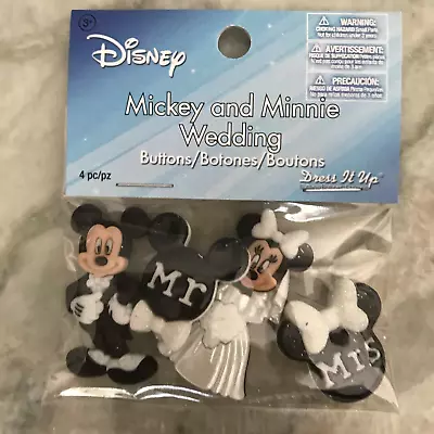 Disney Mickey & Minnie Mouse Bride & Groom Mr. & Mrs. Wedding Buttons NEW • $9.99