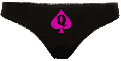 Queen Of Spades Hotwife BBC Cuckold Sexy Thong Panties Underwear Black Hot Pink • £14.95