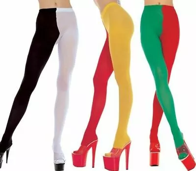$7.98 • Buy Leg Avenue 2-Tone Tights Nylon/Spandex Jester-Clown-Elf-Colorful Ladies Tights