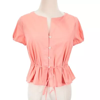 $149.99 • Buy Staud NWOT Short Sleeve Button Down Blouse Size XS In Solid Pink Cotton Blend