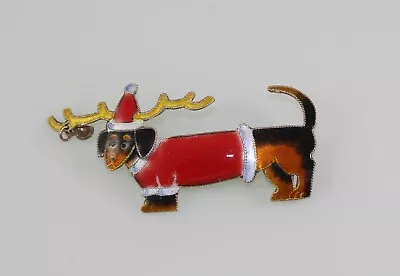 Zarah Jewelry CHRISTMAS DACHSHUND DOG Brooch Sterling Enamel  • $39.99