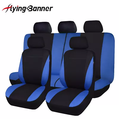 $39.99 • Buy Car Seat Covers Universal Set Split Blue Black Airbag Friendly Auto Interior
