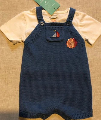 £9.50 • Buy Monsoon Baby Boy Romper Suit, Blue Knit,  0-3 Months, New RRP £26