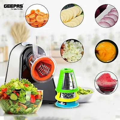 Geepas Electric Salad Maker 4 In 1 Slicer Fruit Cutter Vegetable Grater Chopper • £38.92