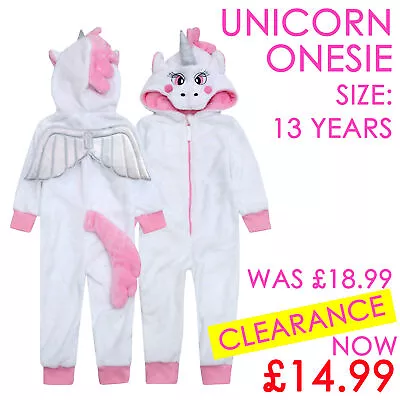 Kids Girls Unicorn 1Onesie One Piece Pyjama Warm Fleece Sleepsuit 13 Years SALE  • £14.99