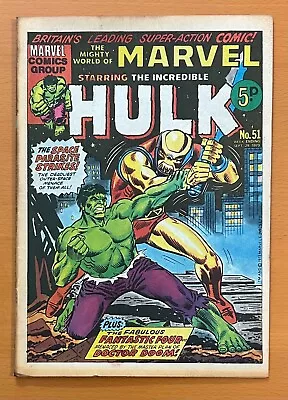 Mighty World Of Marvel #51 RARE MARVEL UK 1973. Stan Lee. FN/VF Bronze Age Comic • £19.95