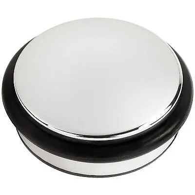 Door Stop Round Chrome Metal Anti-Slip Rubber 10cm Heavy Duty 1.1kg Andrew James • £7.99