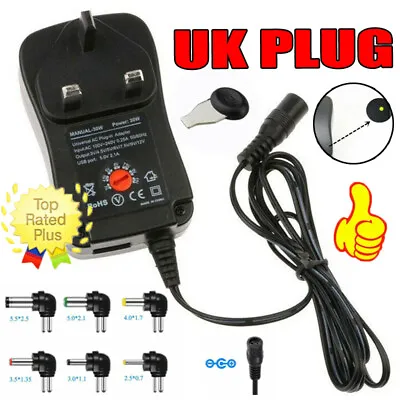 £10.02 • Buy UK Adjustable Multi Voltage Power Supply Adapter AC-DC 3V 4.5V 5V 6V 7.5V 9V 12V