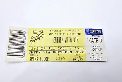 2001 Eminem (with D12) Concert Ticket - 27/07 - GA - Sydney Super Dome • $29.99