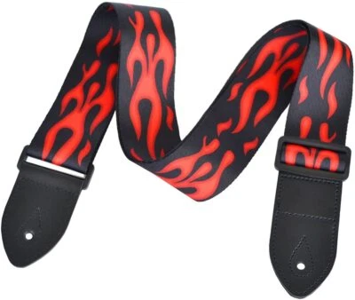 $8.95 • Buy Flames Guitar Strap Fire Quality Adjustable Nylon Belt Acoustic Electric Bass
