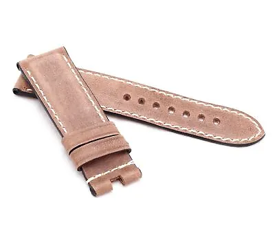 Marino Deployment: VINTAGE CALF Saddle Leather Watch Strap MERINGO BROWN 24mm • £35