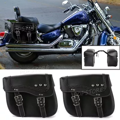 Motorcycle Side Saddle Bags Black Fit For Harley Fatboy Heritage Softail Classic • $113.09