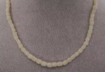 Vintage Hawaiian Carved Mop Shell  Pikake Beaded Necklace 17'' Hand Made • $39