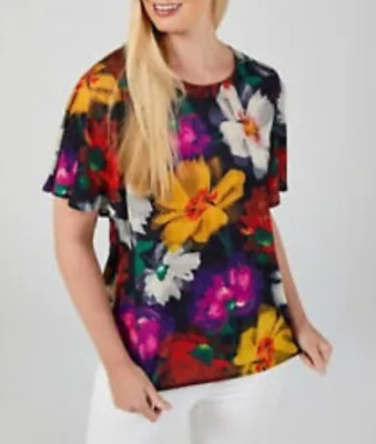 £15 • Buy Butler & Wilson Flutter Sleeve Floral Print Round Neck Top, New, Size M