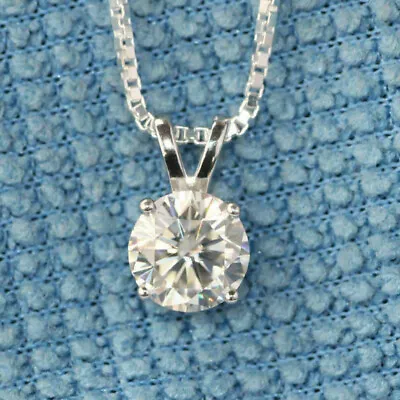 2Ct Round Solitaire Pendant Wedding Necklace 14K White Gold Over 18  Inch Chain • £83.16