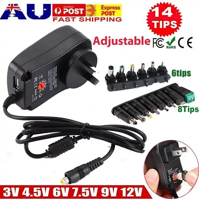 Universal 2.1A  AC/DC Power Supply Adapter Converter 3V 4.5V 5V 6V 7.5V 9V 12V • $8.99