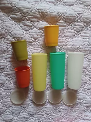 Vintage Tupperware Cups 3 Small 3 Big 4 Lids • $15