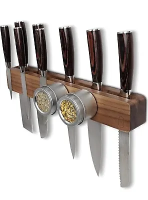 Walnut 16 Inch Knife Magnetic Strip - Holder For Kitchen Wall - Powerful Double • $28.95