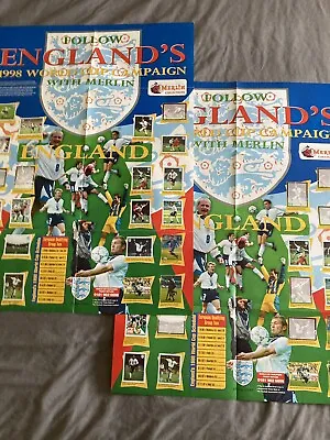 Merlin England Poster World Cup Campaign 1998 Football Stickers Collectable • $3.72
