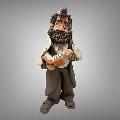 Yuzi Clay Pottery Figurine Jewish Rabbi Holding Torah Book Religious Judaism • $26.91