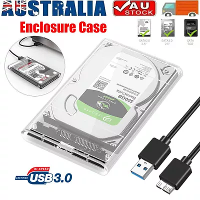 Hard Drive Enclosure USB 3.0 To SATA 2.5  External HDD SSD Case Disk Clear/Black • $5.99