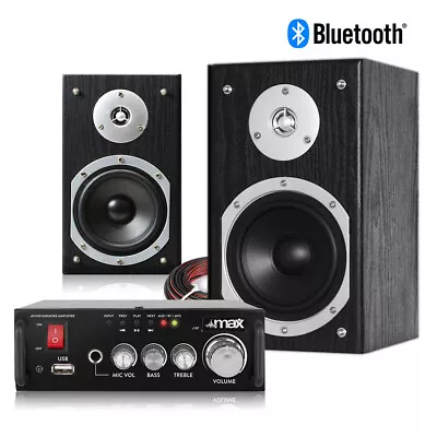 HiFi Speakers And Stereo Amplifier With Bluetooth 5  Home Audio Music System • £98.99