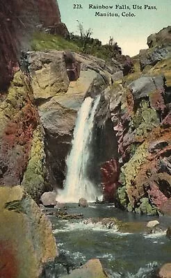 Vintage Postcard Rainbow Falls Ute Pass Waterfall Manitou Springs Colorado CO • $8.99